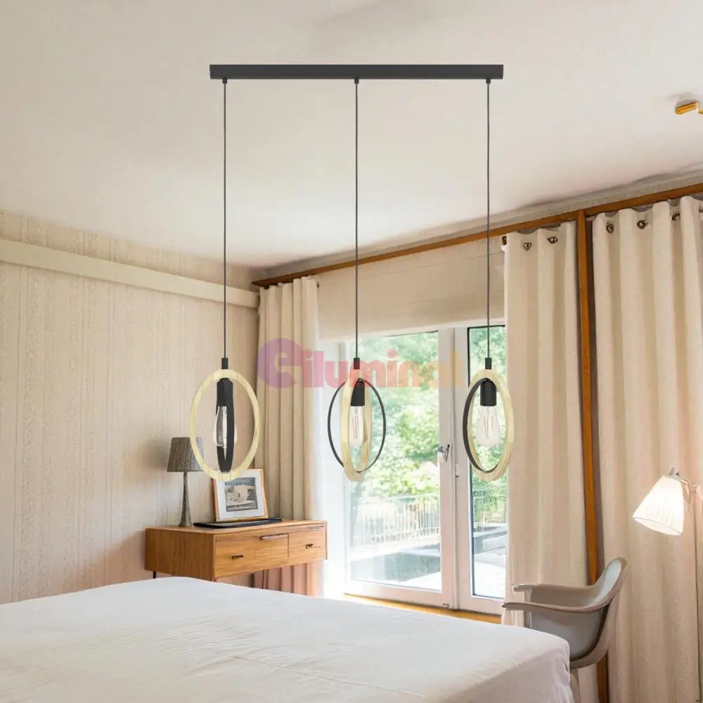 Lustra Suspendata BASILDON Nature Black 110CM NEAGRA / VINTAGE SI RETRO DESIGN / 110CM Chandeliers
