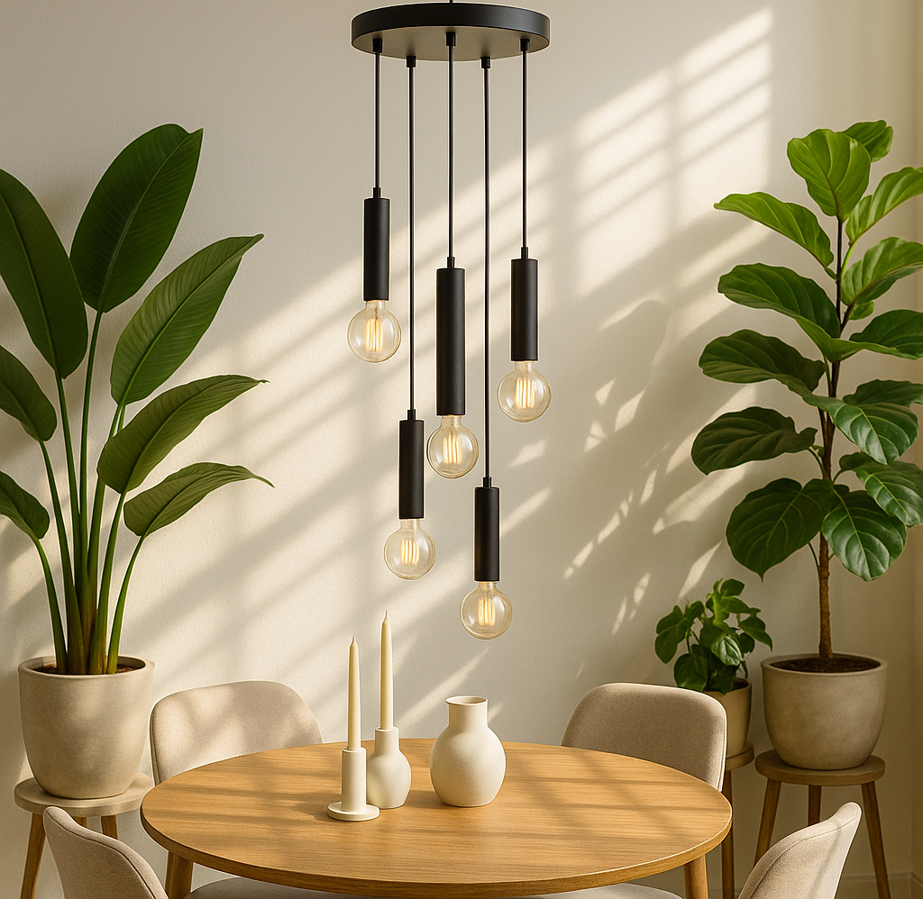 Lustra Suspendata BLACK DROP 5xE27 NEAGRA / SUSPENDATE Chandeliers