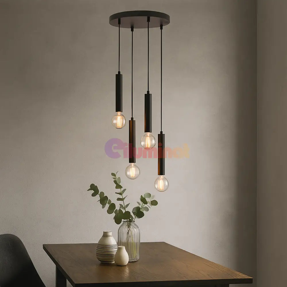 Lustra Suspendata BLACK DROP 5xE27 NEAGRA / SUSPENDATE Chandeliers