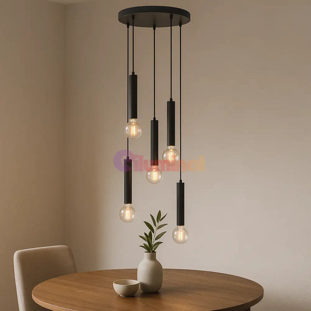 Lustra Suspendata BLACK DROP 5xE27 NEAGRA / SUSPENDATE Chandeliers