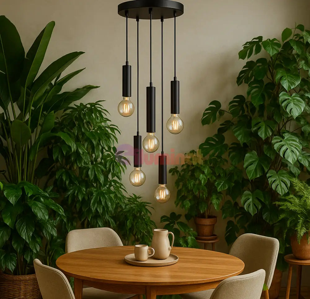 Lustra Suspendata BLACK DROP 5xE27 NEAGRA / SUSPENDATE Chandeliers