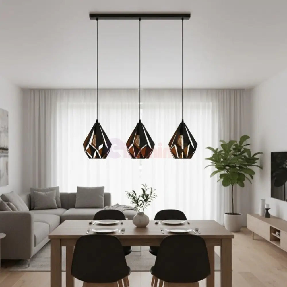 Lustra Suspendata CARLTON 1 Black 110CM NEAGRA / VINTAGE SI RETRO DESIGN / 110CM Chandeliers