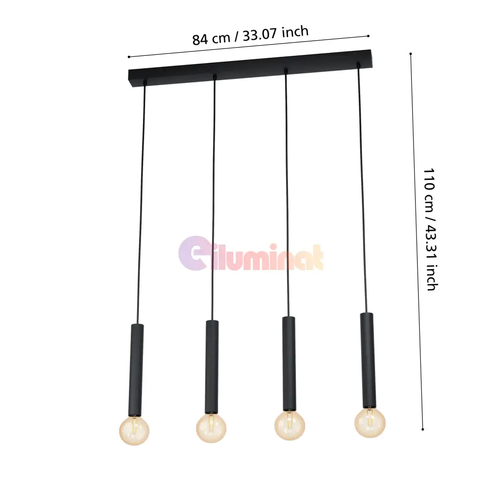 Lustra Suspendată CORTENOVA Black 110CM NEAGRA / SUSPENDATE / 110CM Chandeliers