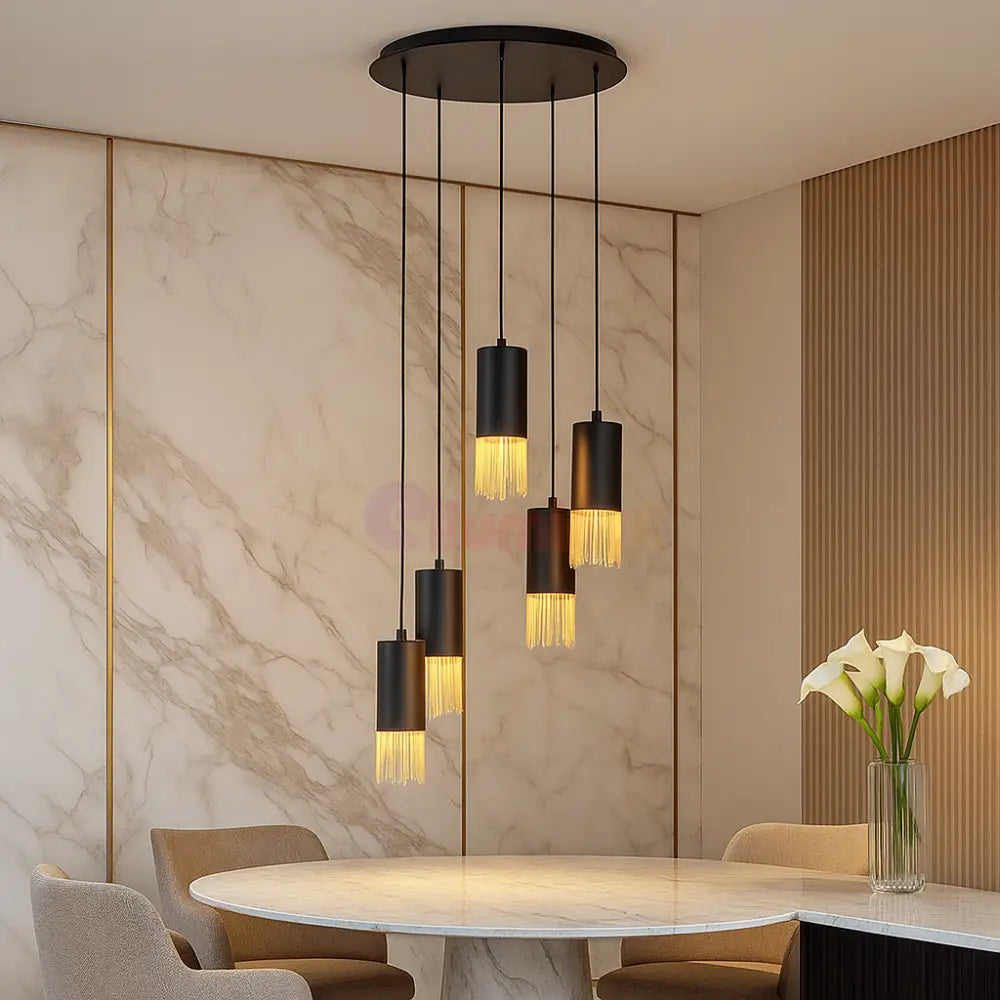 Lustra Suspendata COUNUZULUS 5xE27 IP20 Black NEAGRA Chandeliers