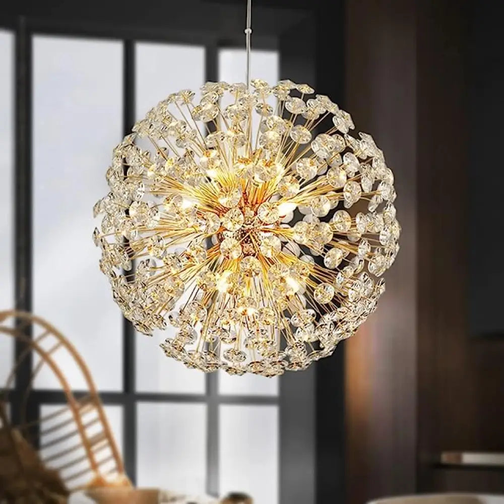 Lustra Suspendata Crystal Dandelion Gold Lighting Fixtures
