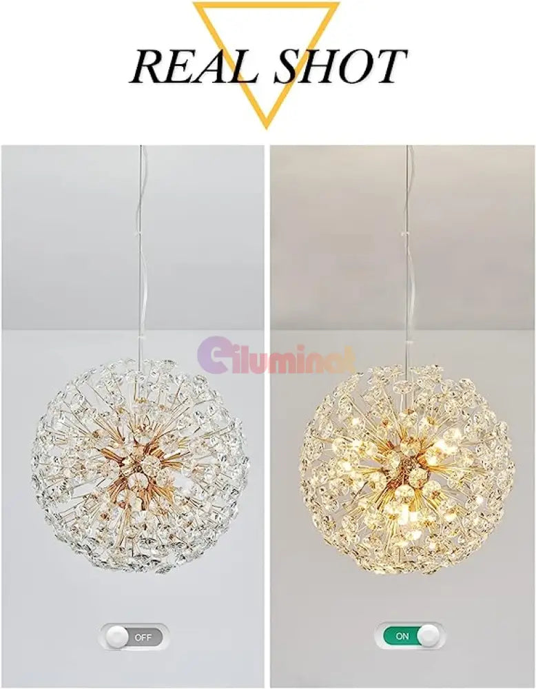 Lustra Suspendata Crystal Dandelion Gold Lighting Fixtures