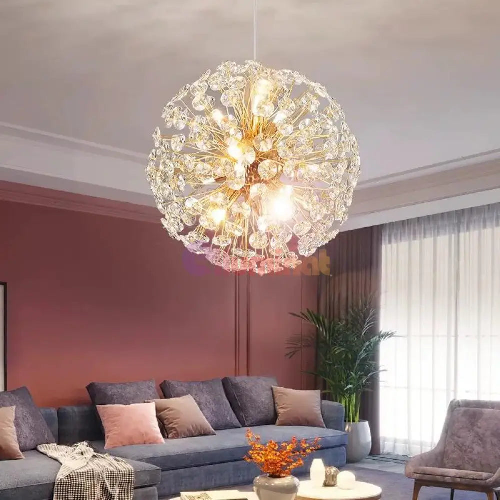 Lustra Suspendata Crystal Dandelion Gold Lighting Fixtures