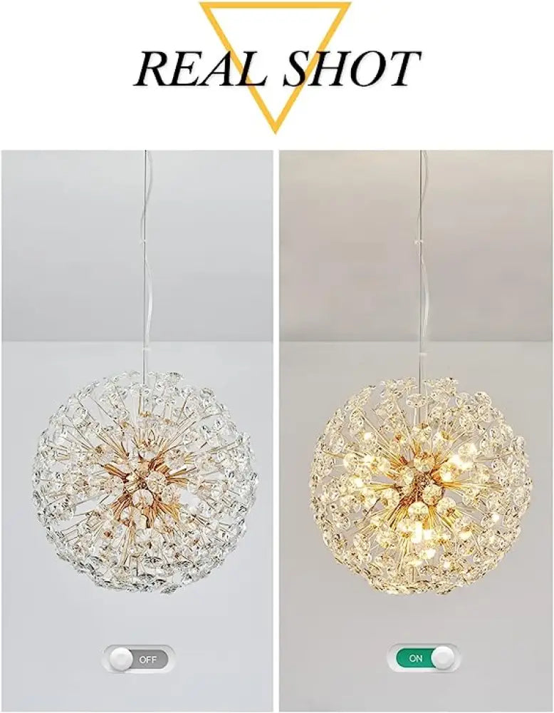 Lustra Suspendata Crystal Dandelion Gold Lighting Fixtures