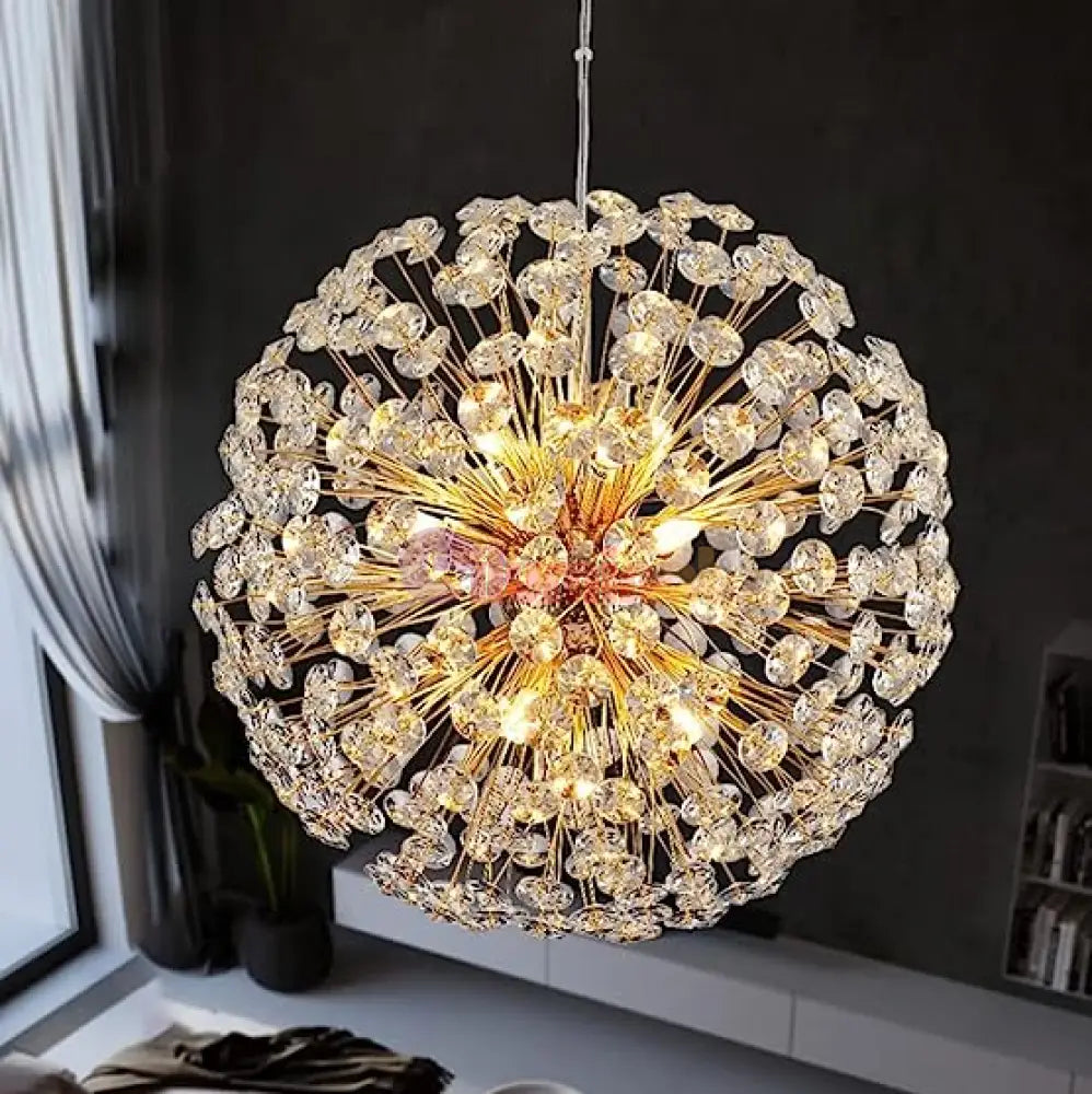 Lustra Suspendata Crystal Dandelion Gold Lighting Fixtures