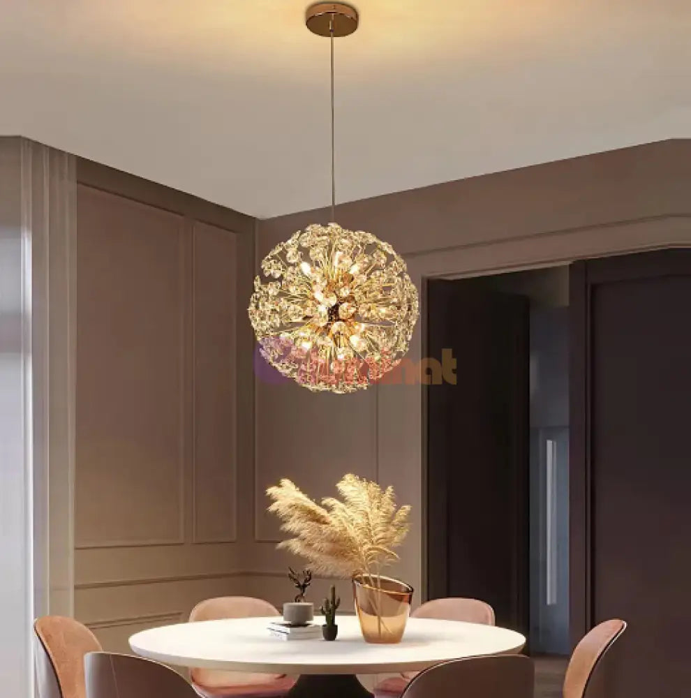 Lustra Suspendata Crystal Dandelion Gold Lighting Fixtures