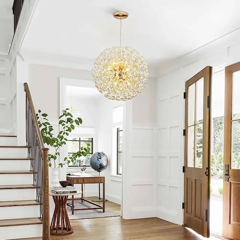 Lustra Suspendata Crystal Dandelion Gold Lighting Fixtures