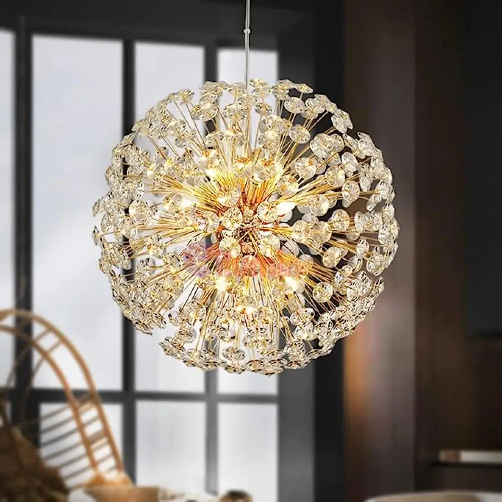 Lustra Suspendata Crystal Dandelion Gold Lighting Fixtures