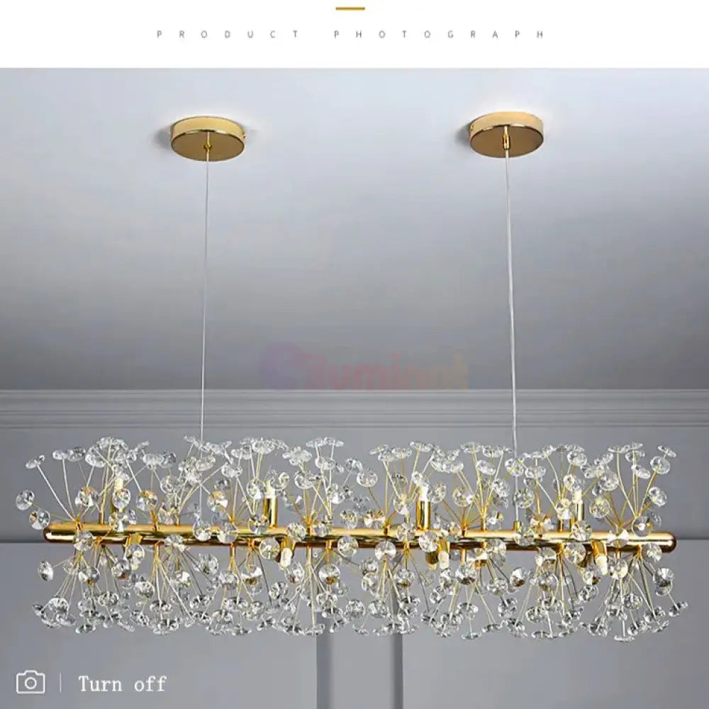 Lustra Suspendata Crystal Dandelion Gold Liniar Lighting Fixtures