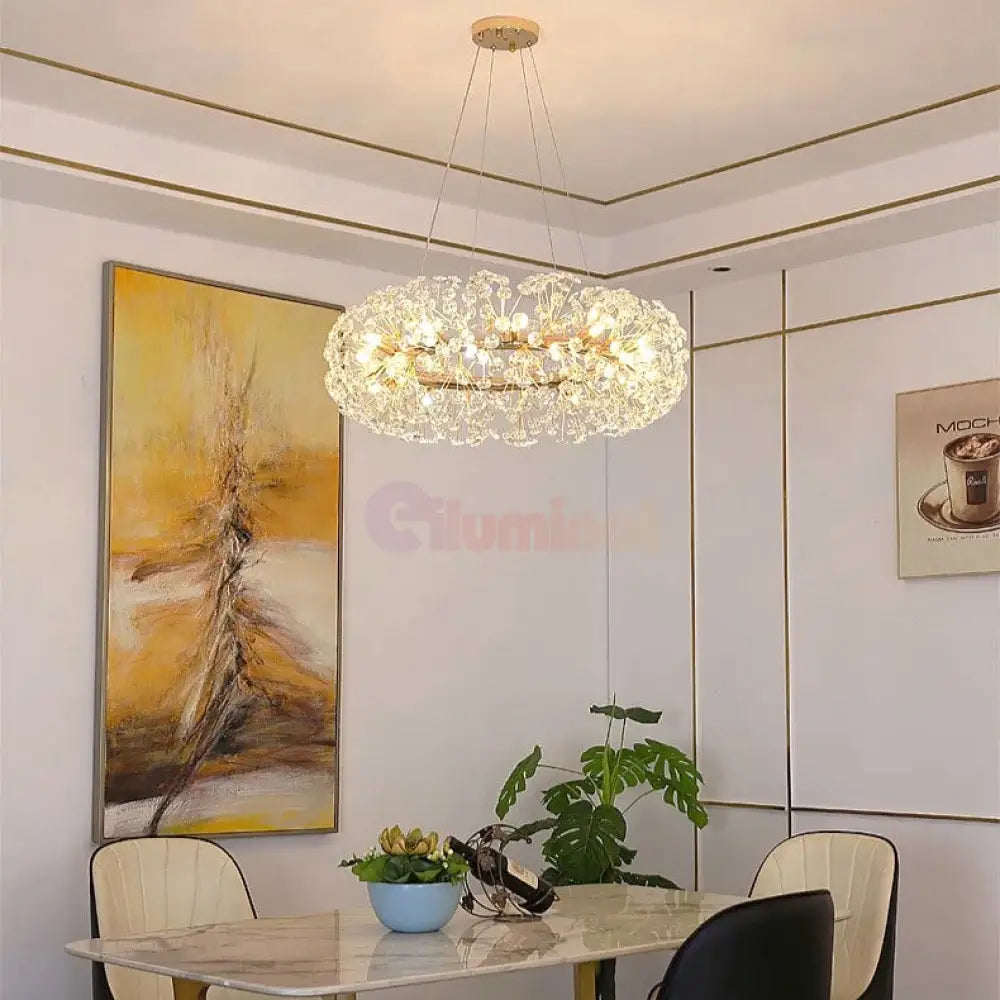 Lustra Suspendata Crystal Dandelion Gold Xxl Lighting Fixtures