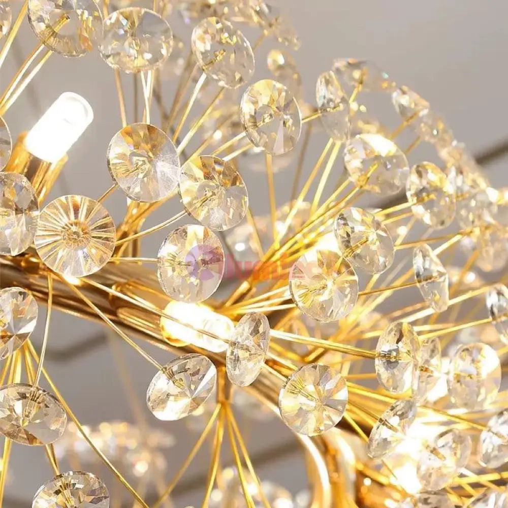 Lustra Suspendata Crystal Dandelion Gold Xxl Lighting Fixtures