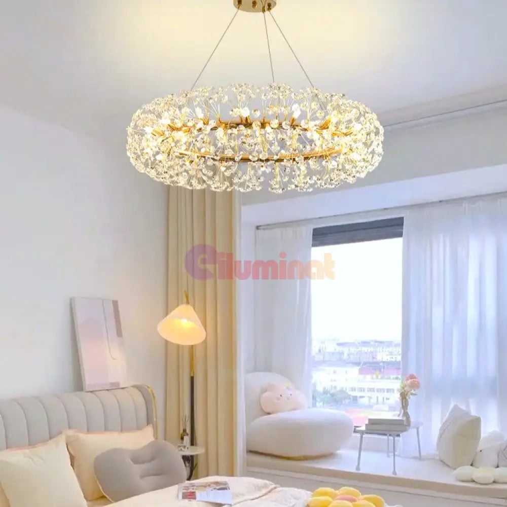 Lustra Suspendata Crystal Dandelion Gold Xxl Lighting Fixtures