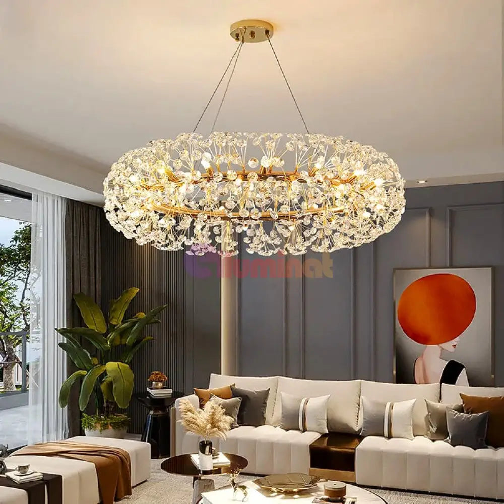 Lustra Suspendata Crystal Dandelion Gold Xxl Lighting Fixtures