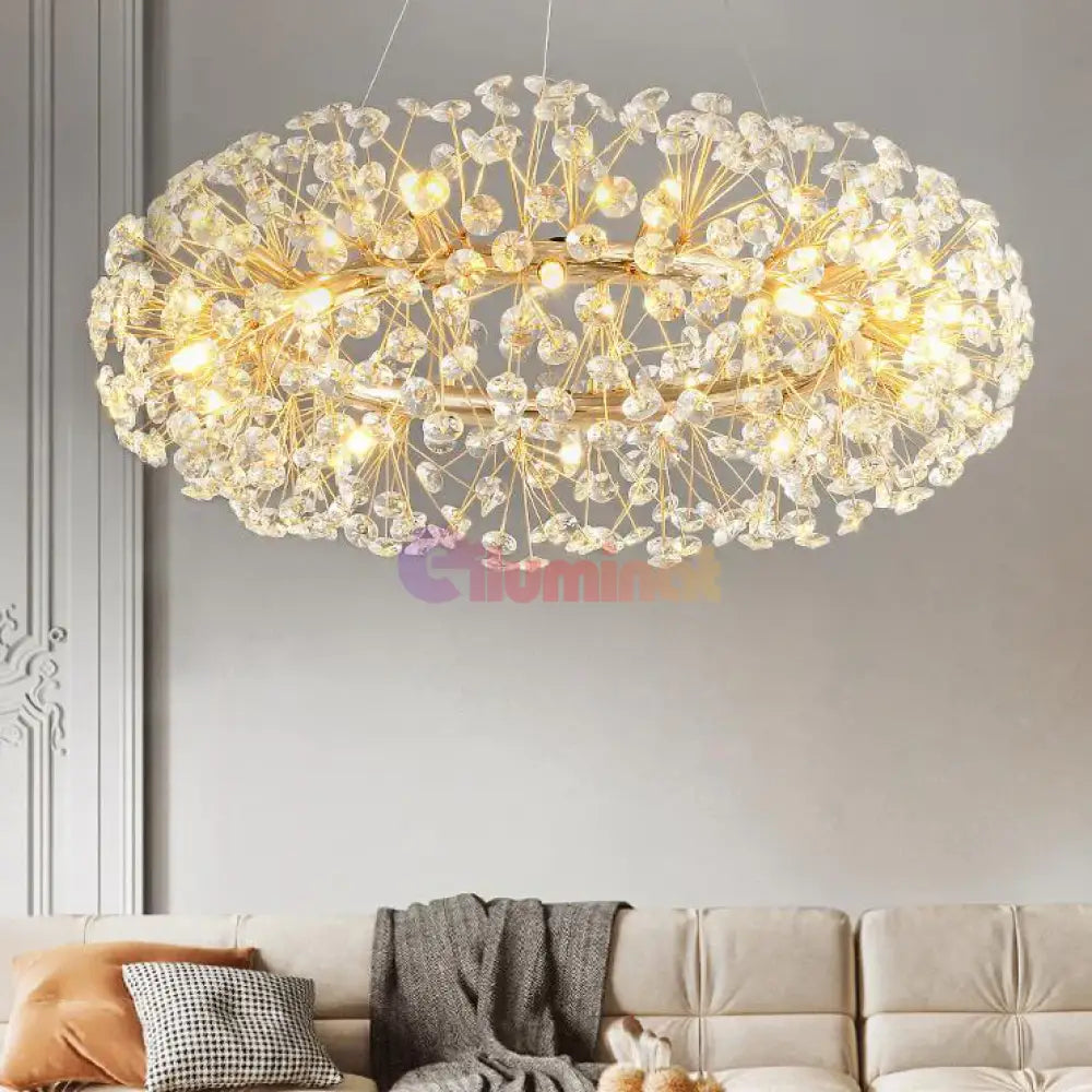 Lustra Suspendata Crystal Dandelion Gold Xxl Lighting Fixtures