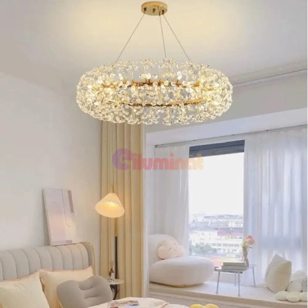 Lustra Suspendata Crystal Dandelion Gold Xxl Lighting Fixtures