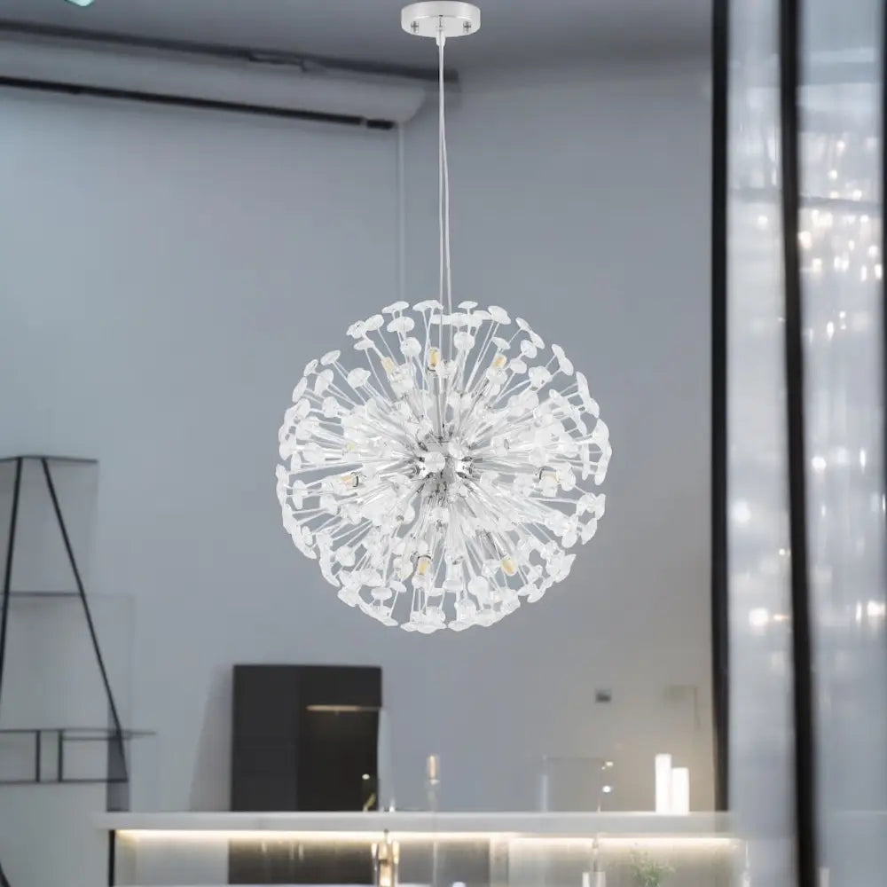 Lustra Suspendata Crystal Dandelion Silver Lighting Fixtures