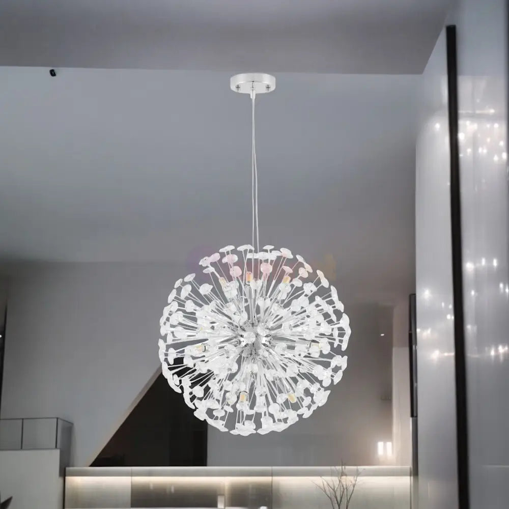 Lustra Suspendata Crystal Dandelion Silver Lighting Fixtures