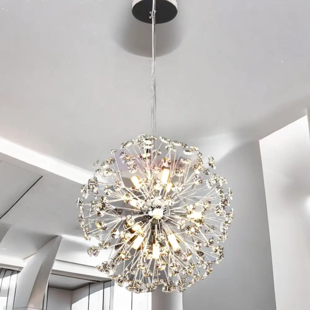 Lustra Suspendata Crystal Dandelion Silver Lighting Fixtures