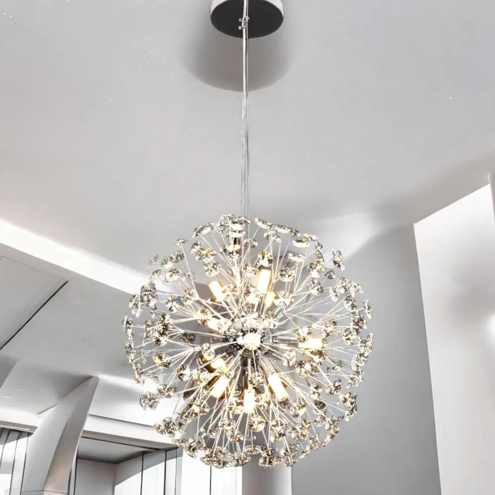 Lustra Suspendata Crystal Dandelion Silver Lighting Fixtures