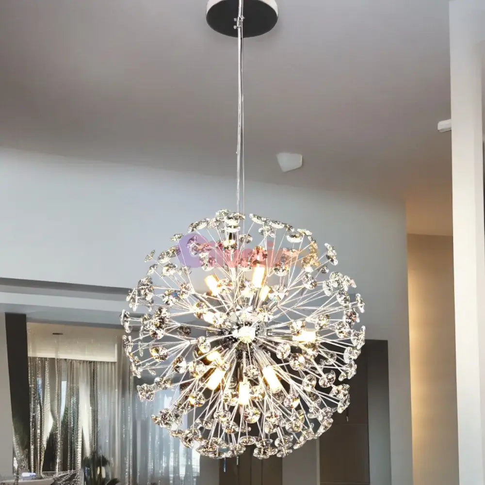 Lustra Suspendata Crystal Dandelion Silver Lighting Fixtures