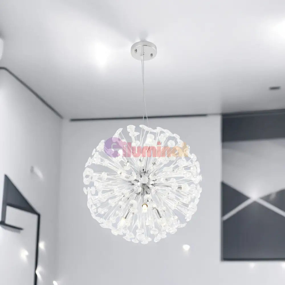 Lustra Suspendata Crystal Dandelion Silver Lighting Fixtures