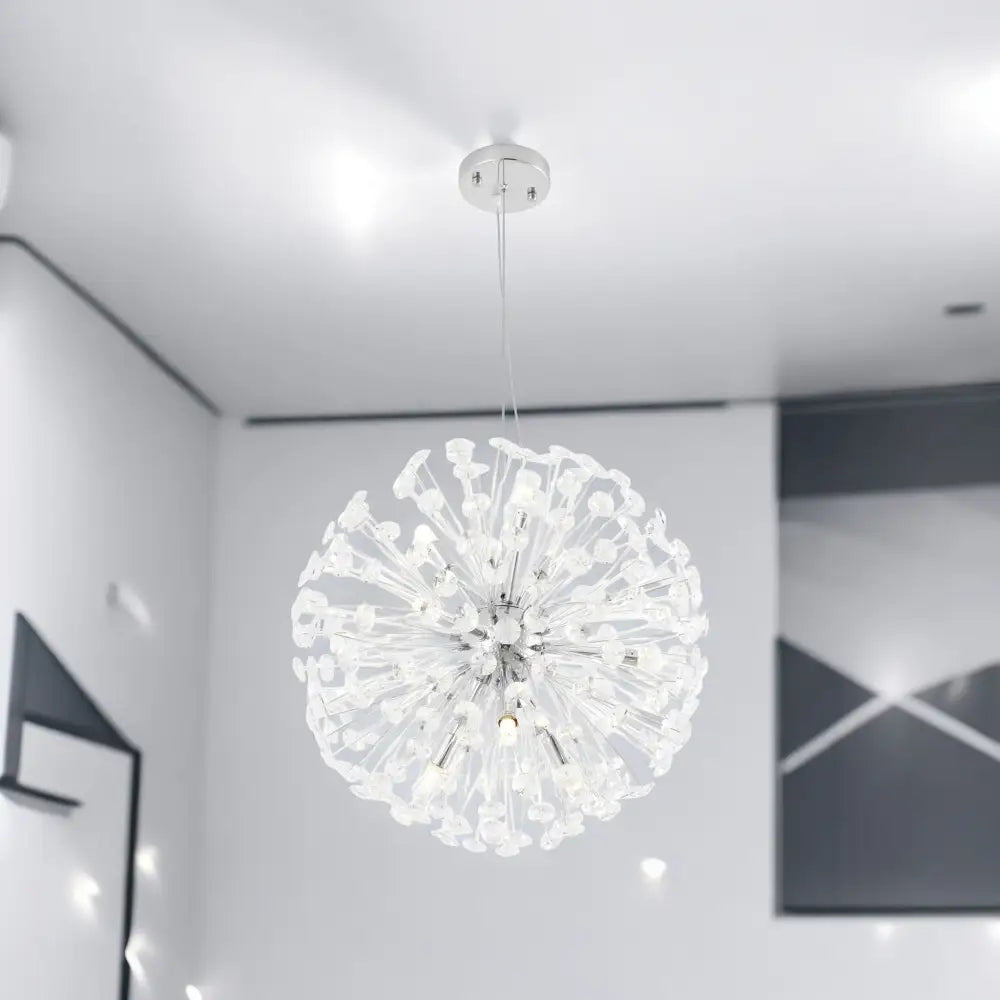 Lustra Suspendata Crystal Dandelion Silver Lighting Fixtures