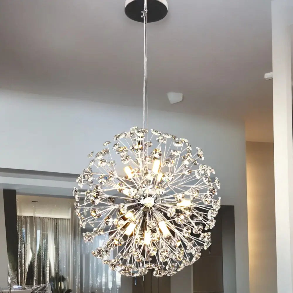 Lustra Suspendata Crystal Dandelion Silver Lighting Fixtures
