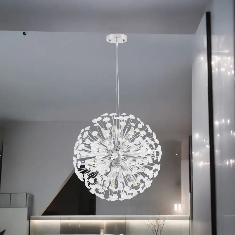 Lustra Suspendata Crystal Dandelion Silver Lighting Fixtures