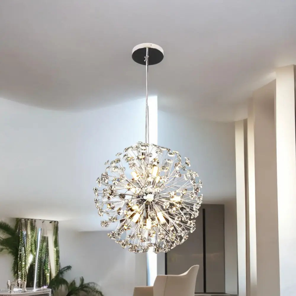 Lustra Suspendata Crystal Dandelion Silver Lighting Fixtures