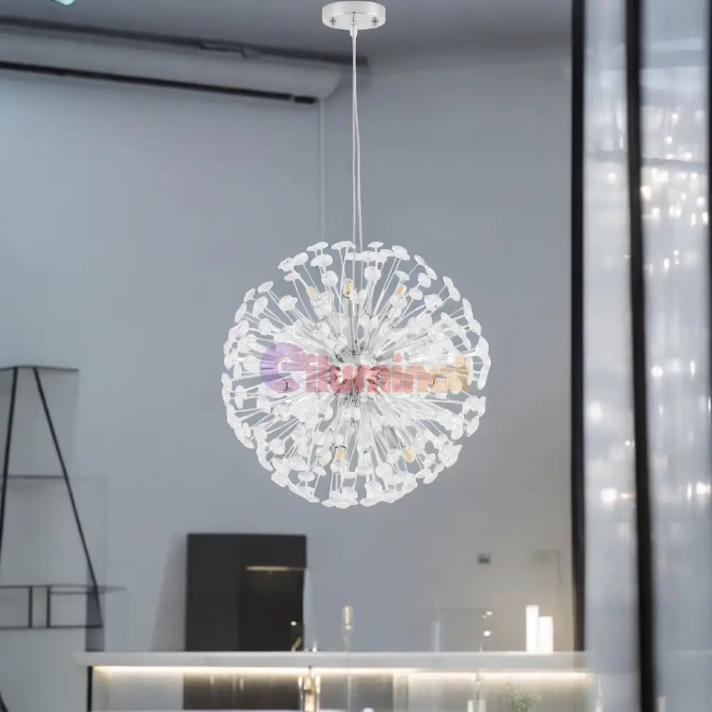 Lustra Suspendata Crystal Dandelion Silver Lighting Fixtures