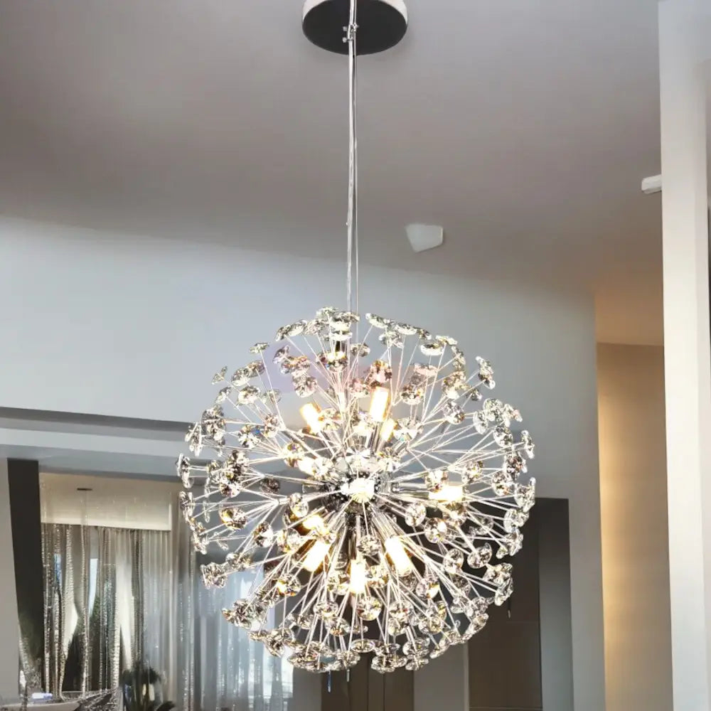 Lustra Suspendata Crystal Dandelion Silver Lighting Fixtures