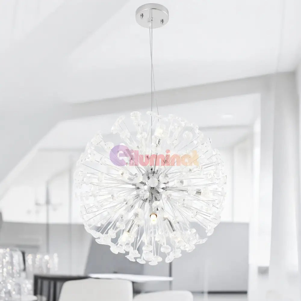 Lustra Suspendata Crystal Dandelion Silver Lighting Fixtures