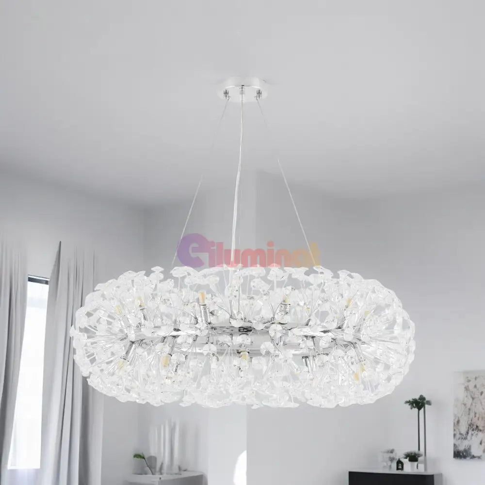 Lustra Suspendata Crystal Dandelion Silver Xxl Lighting Fixtures