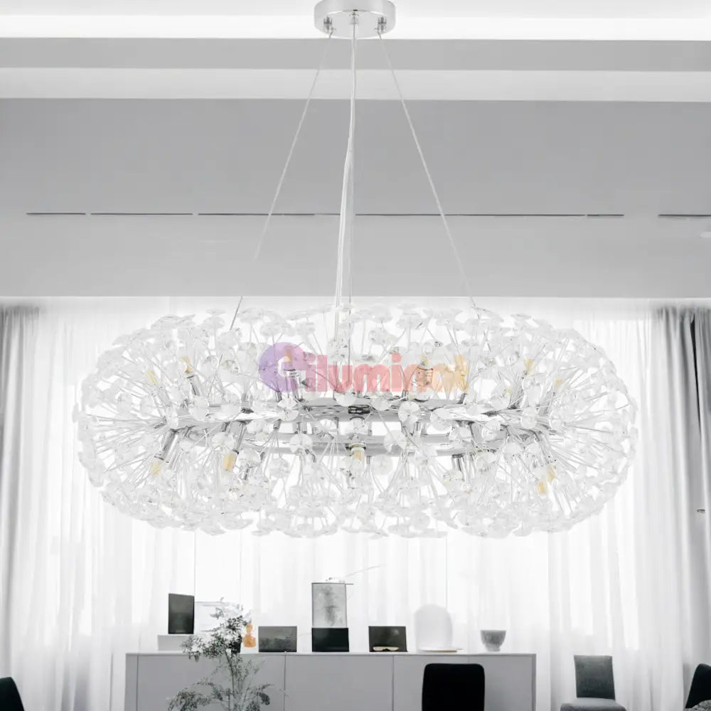 Lustra Suspendata Crystal Dandelion Silver Xxl Lighting Fixtures