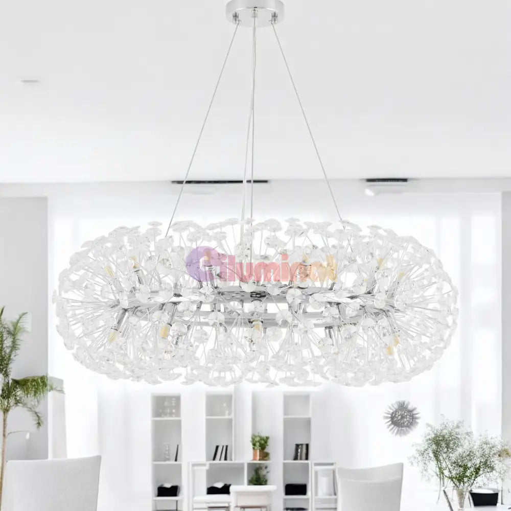 Lustra Suspendata Crystal Dandelion Silver Xxl Lighting Fixtures