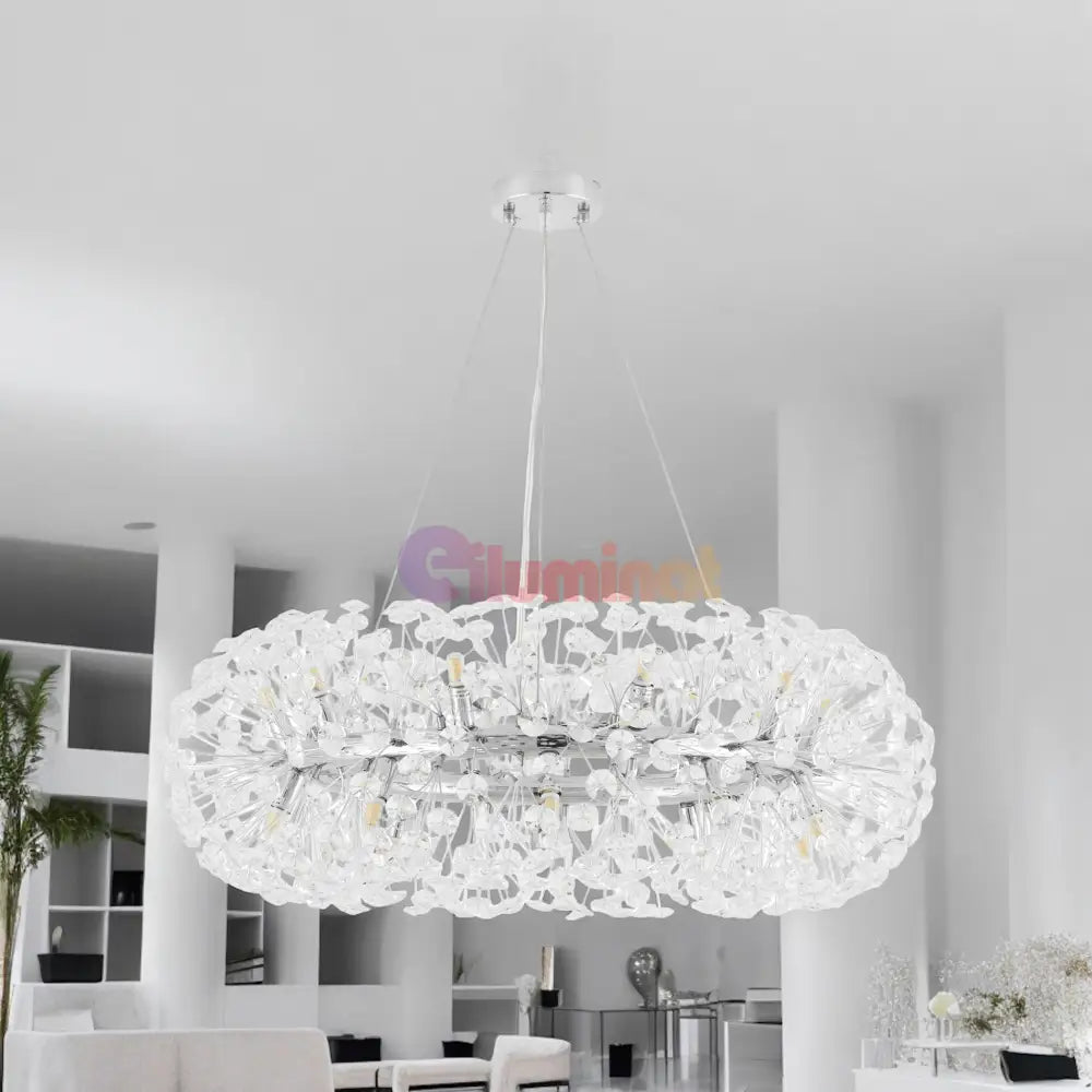 Lustra Suspendata Crystal Dandelion Silver Xxl Lighting Fixtures