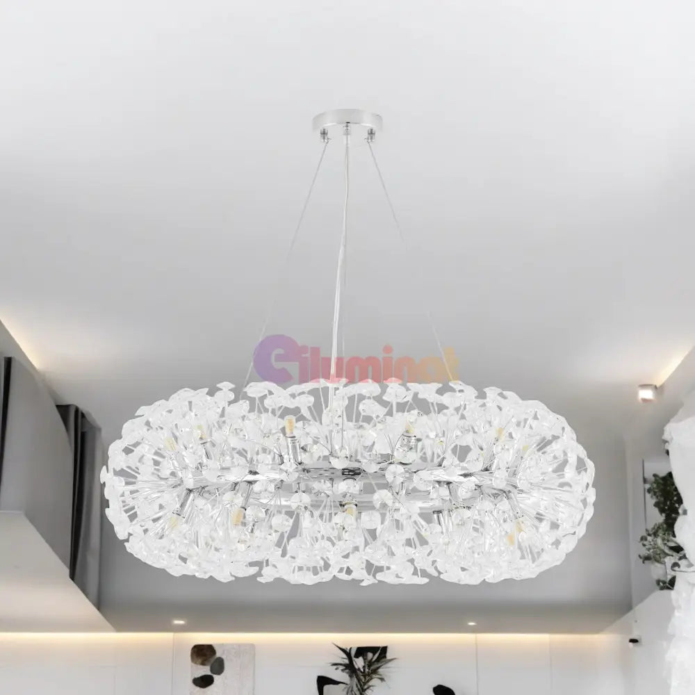 Lustra Suspendata Crystal Dandelion Silver Xxl Lighting Fixtures