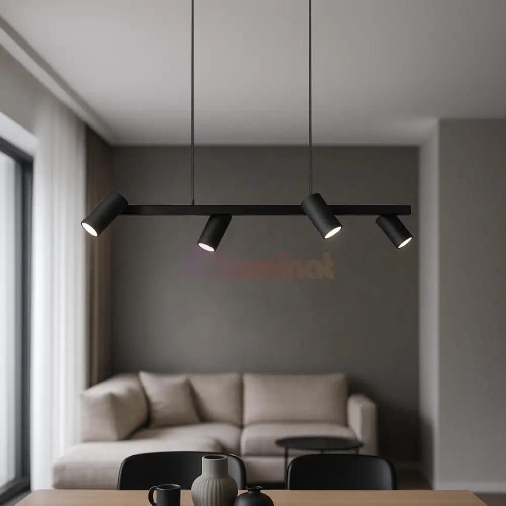 Lustra cu 4 Spoturi MARLEY Black NEAGRA / 80CM / MINIMALIST DESIGN led ceiling light