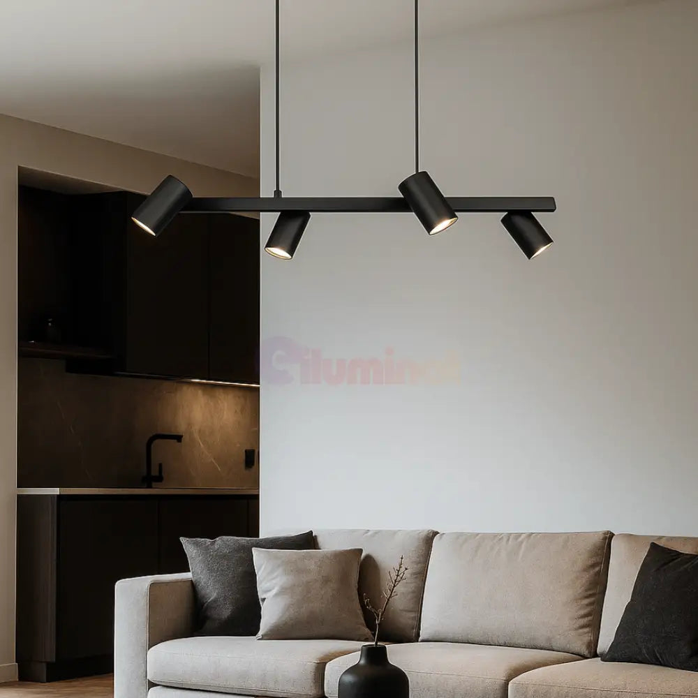 Lustra cu 4 Spoturi MARLEY Black NEAGRA / 80CM / MINIMALIST DESIGN led ceiling light