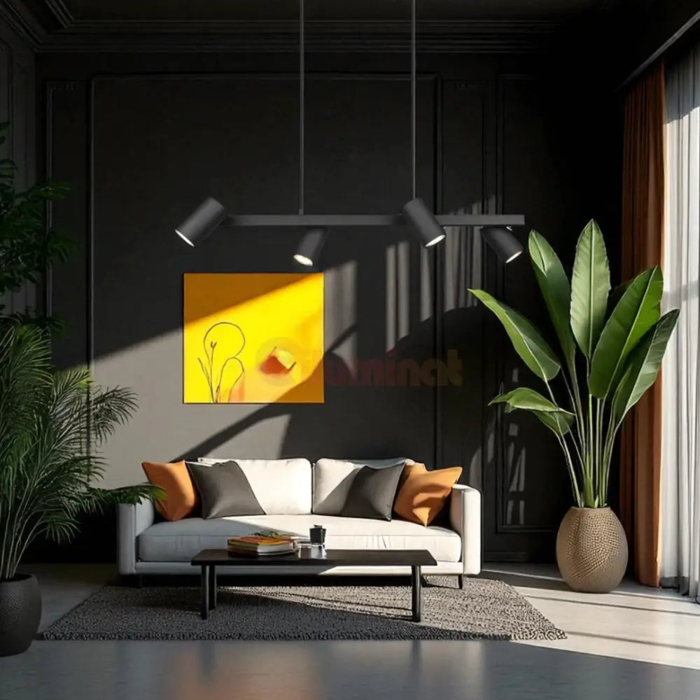 Lustra cu 4 Spoturi MARLEY Black NEAGRA / 80CM / MINIMALIST DESIGN led ceiling light