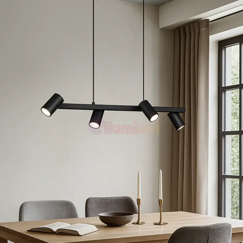 Lustra cu 4 Spoturi MARLEY Black NEAGRA / 80CM / MINIMALIST DESIGN led ceiling light