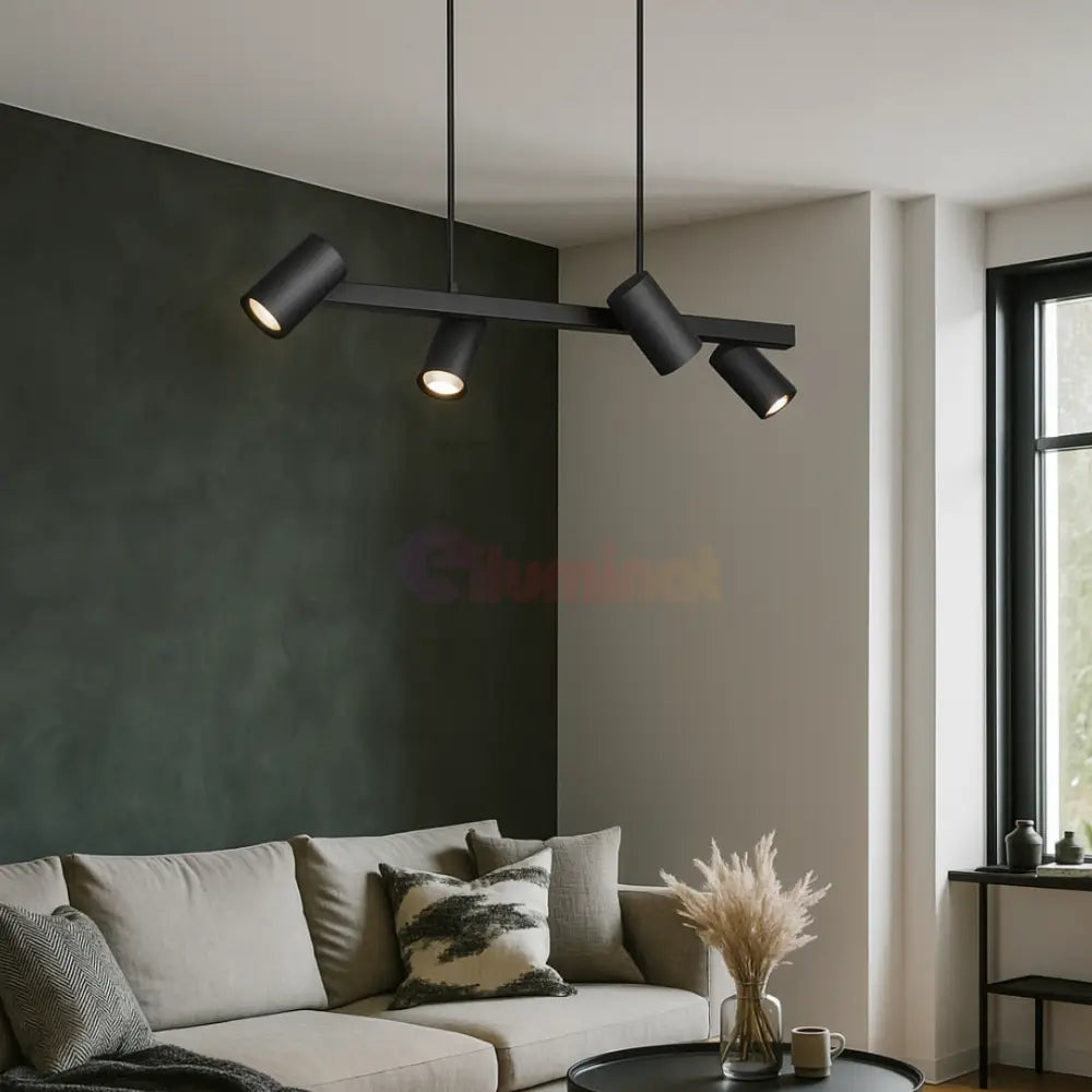 Lustra cu 4 Spoturi MARLEY Black NEAGRA / 80CM / MINIMALIST DESIGN led ceiling light