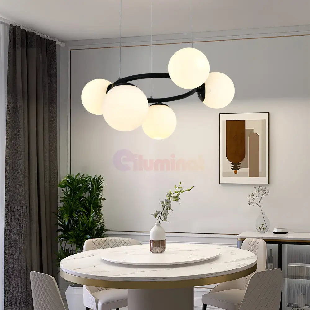 Lustra Suspendata DIONIS Black Abajur Mat 5xE27 Chandeliers