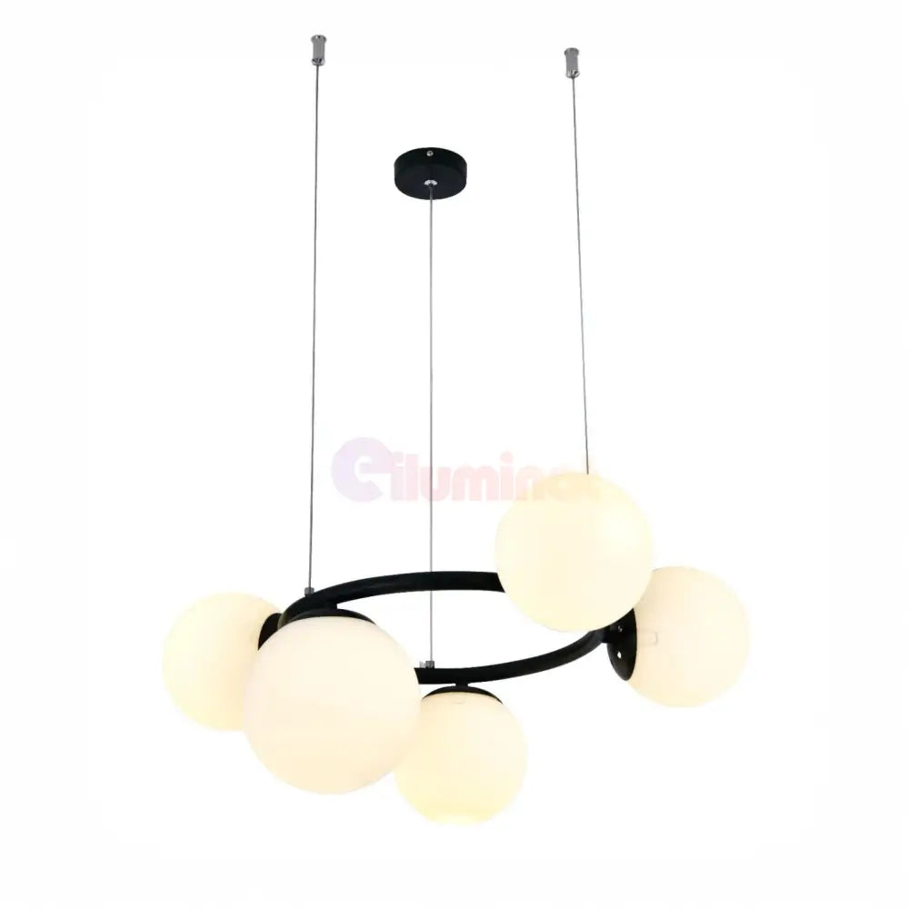 Lustra Suspendata DIONIS Black Abajur Mat 5xE27 Chandeliers