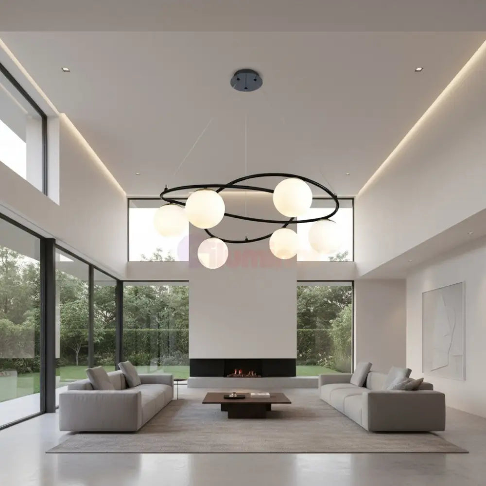Lustra Suspendata DIONIS Black Abajur Mat 6xE27 Chandeliers