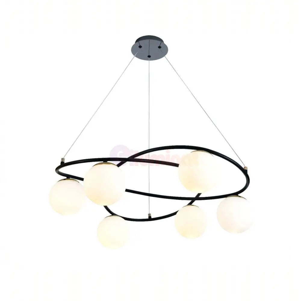 Lustra Suspendata DIONIS Black Abajur Mat 6xE27 Chandeliers